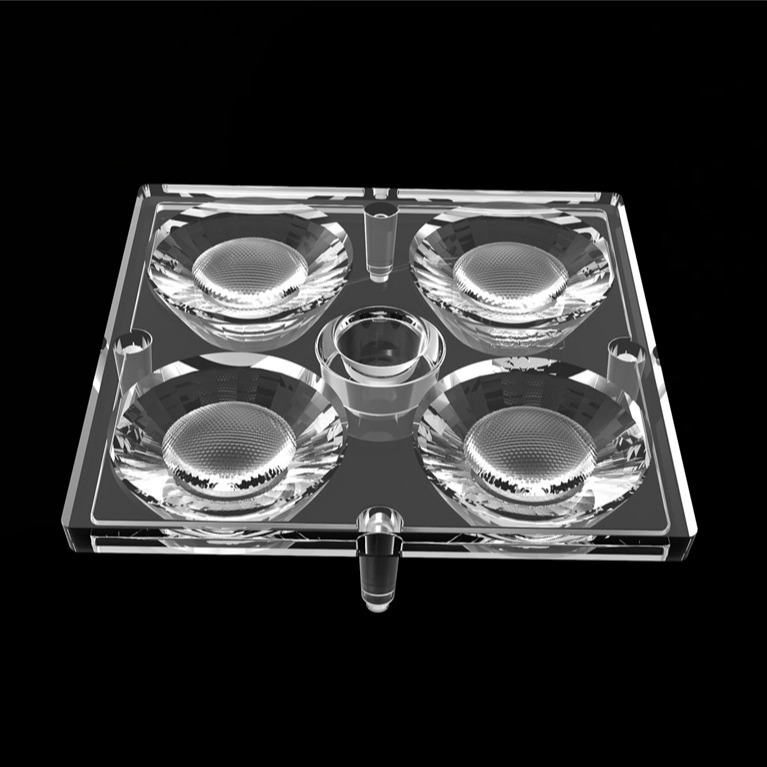 50*50mm 30度 4 In 1 LEDライトレンズ 洪水照明のためのPC素材 SMD7070/ 5050/4*3030 LED